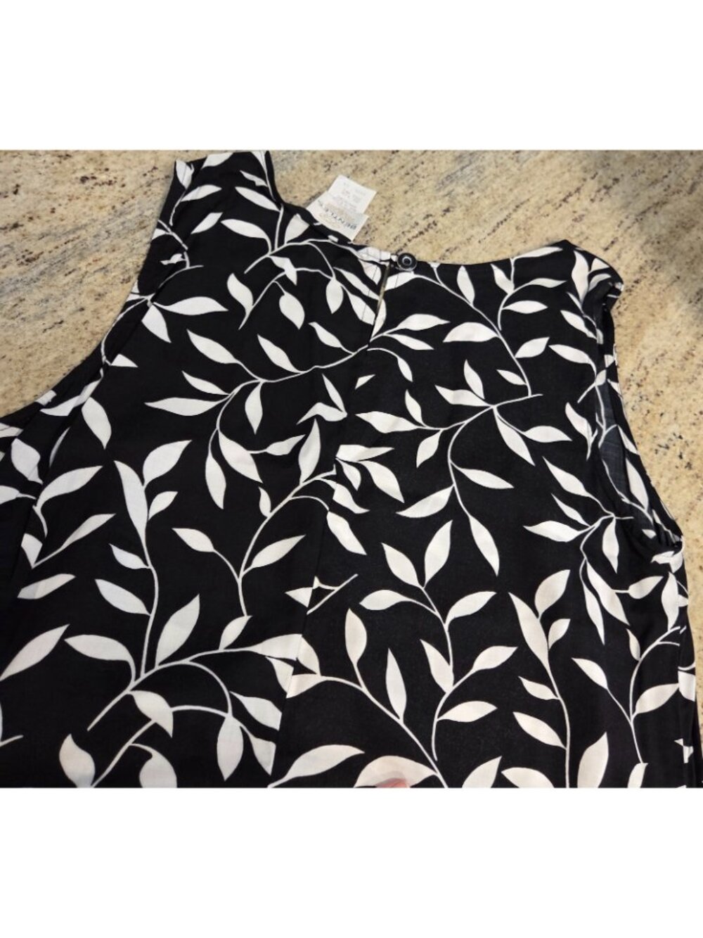 Vtg Bentley Maxi Dress Sz 14 Leaf Black Retro Trad Wife Cottage Garden *flaw - Picture 12 of 14